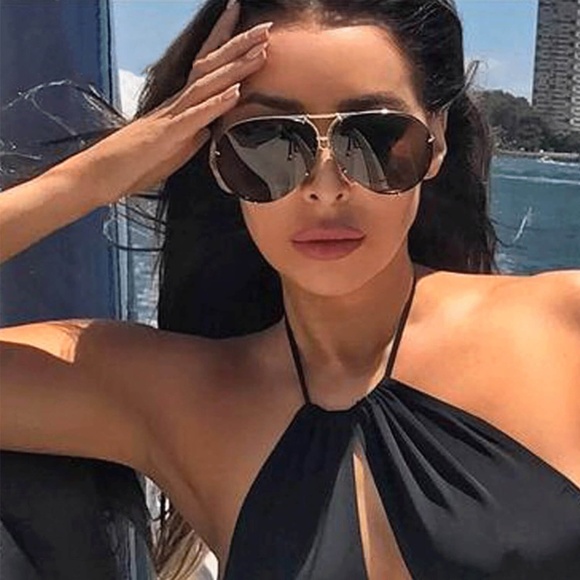 Accessories - Oversize Designer Aviator Sunglasses Metal Frame